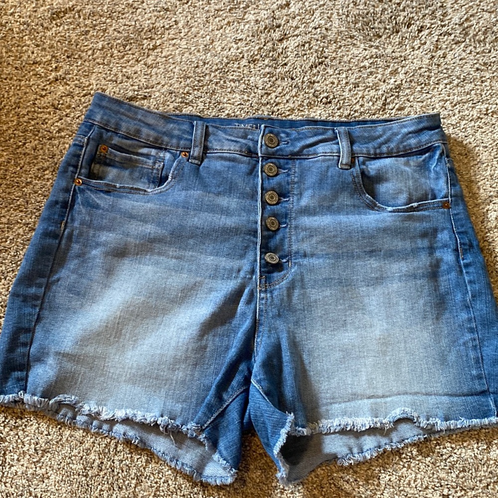 High rise button fly shorts